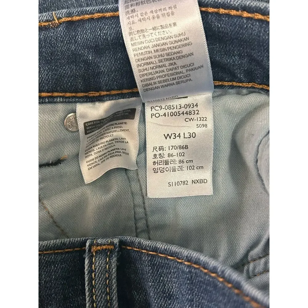Levi Strauss Levis 513 Men’s 34x30 Blue Denim Stretch Jeans Straight Leg